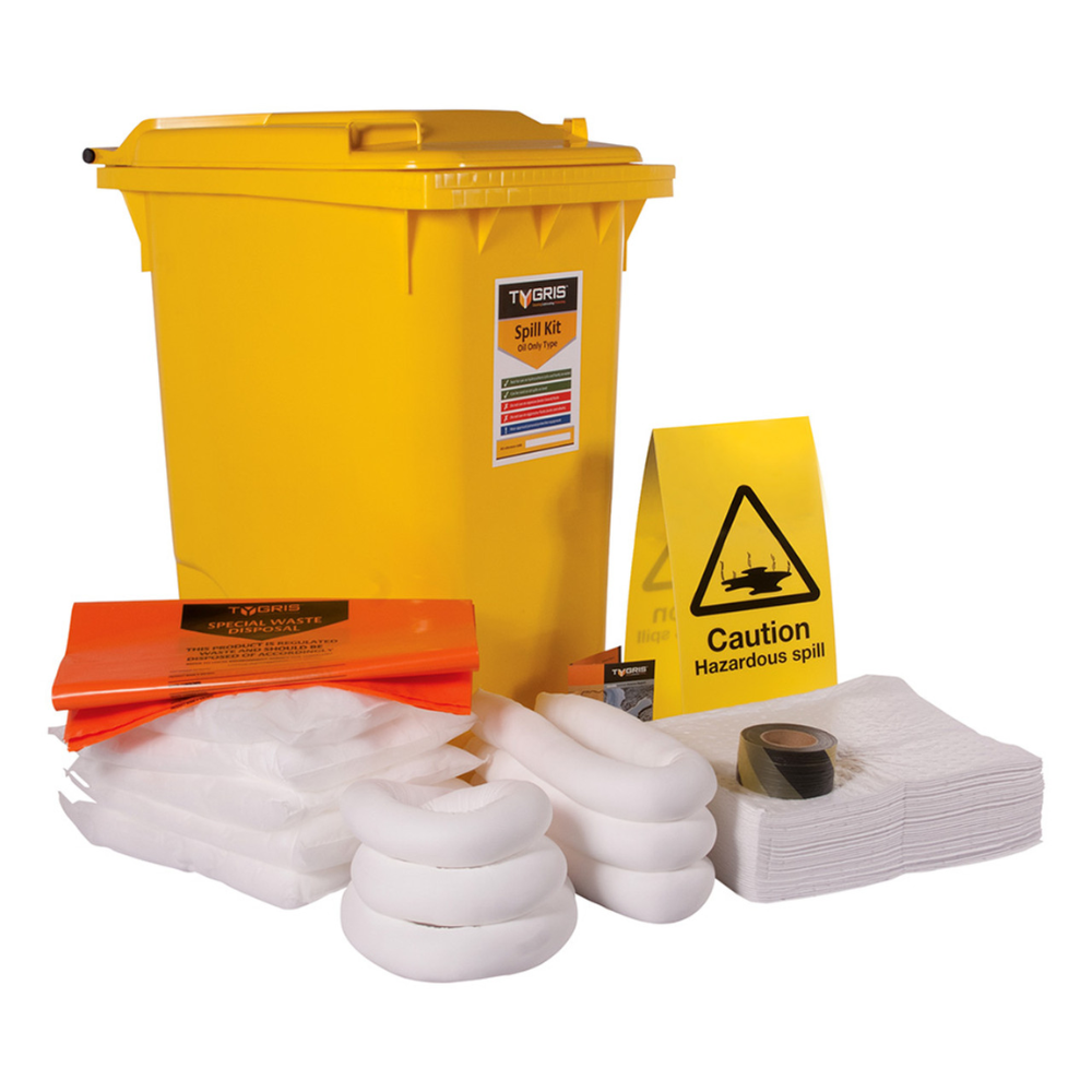 TYGRIS 2-Wheeled Oil Only Spill Kit 210 Litre
