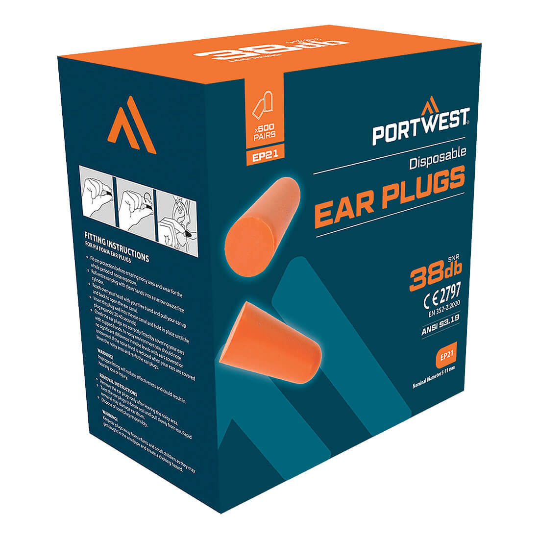 Portwest PU Foam Ear Plugs (500 Pairs) Dispenser Refill