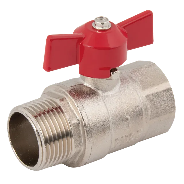 FT Pro BSPM X BSPF Brass Ball Valve Red T Handle