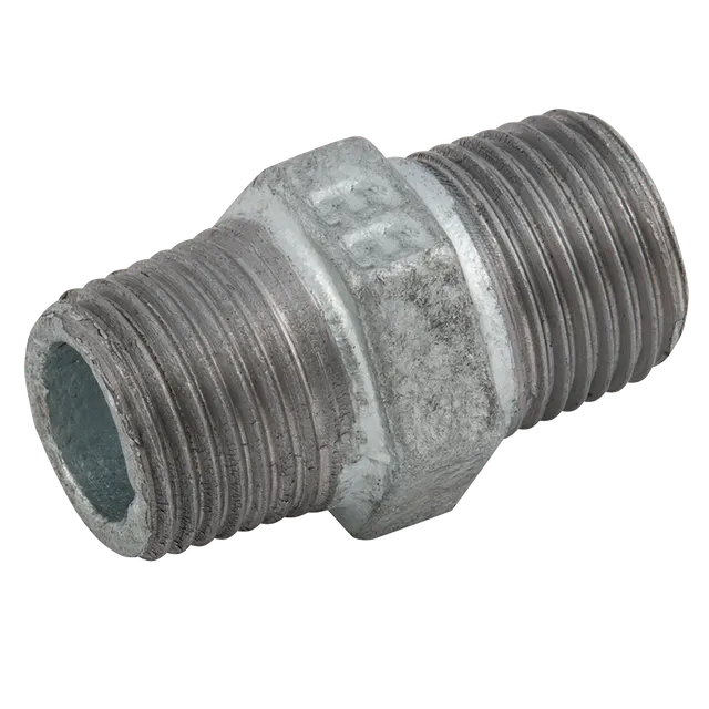 EE BSPT Equal Male Hex Nipple Galvanised