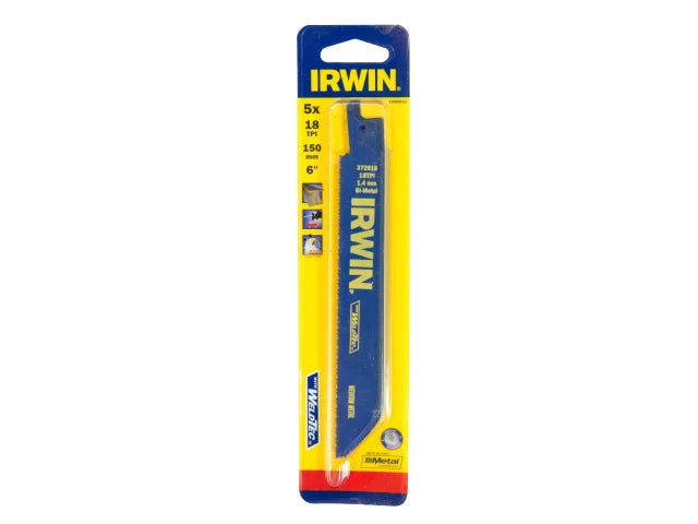 IRWIN 618R Sabre Saw Blade Metal Cutting 150mm 18 TPI (Pack 5)