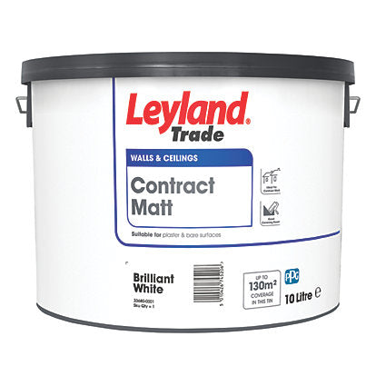 Leyland Trade Contract Paint Brilliant Matt White - 10Ltr