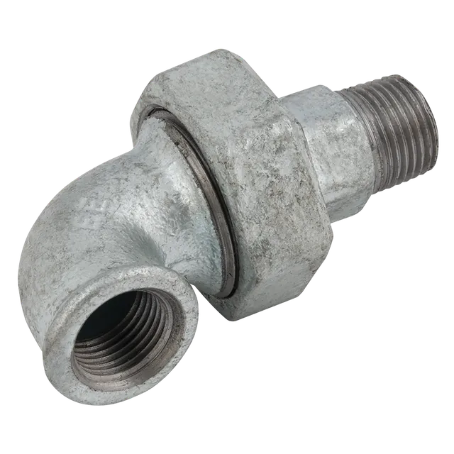 EE BSP MXF 90Â° Union Tapered Elbow Galvanised