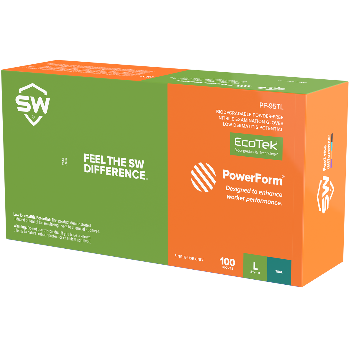 SW Powerform Teal Nitrile Gloves