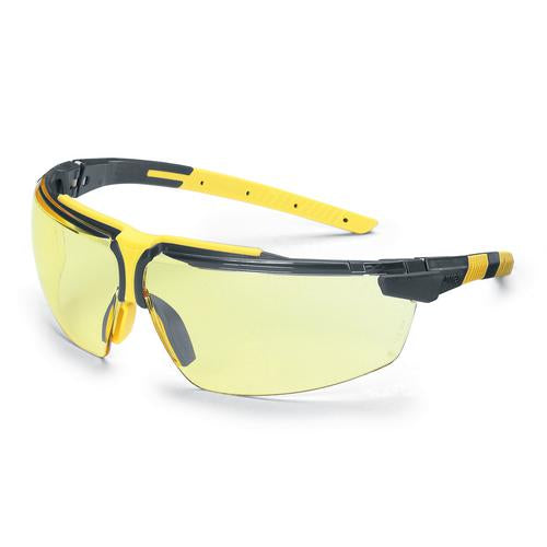 UVEX i-3 Safety Glasses - Black / Yellow (Clear)