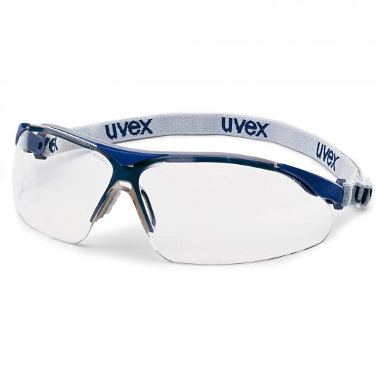 UVEX i-VO Safety Glasses - Blue / Grey Headstrap (Clear)