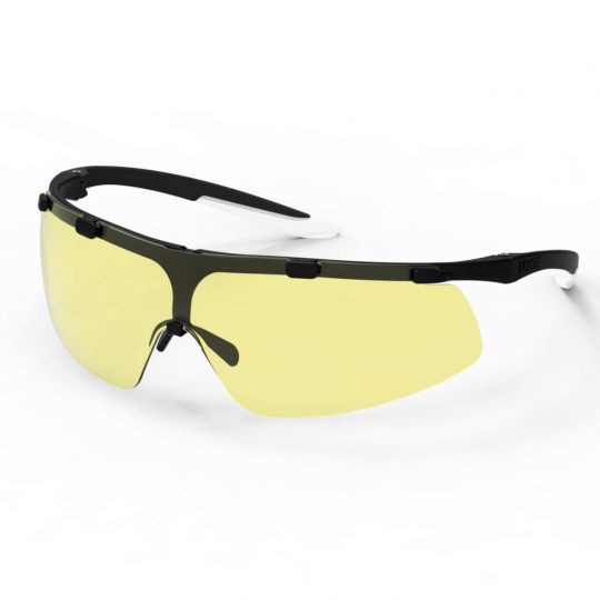 UVEX Super Fit Safety Glasses - Black / White (Amber Tinted)