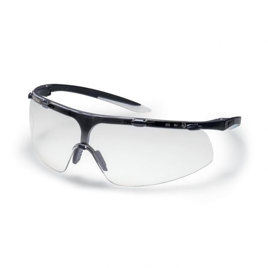 UVEX Super Fit Safety Glasses - Black / White (Clear)